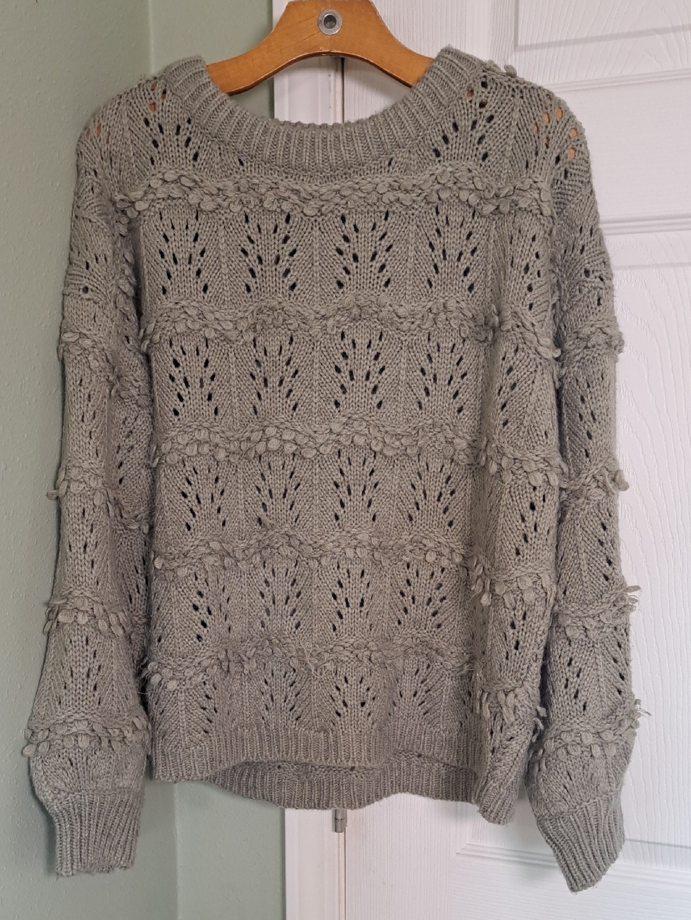Brave Chunky Popcorn Knit Oversized Comfy Wool Blend Cut Outs Sweater
